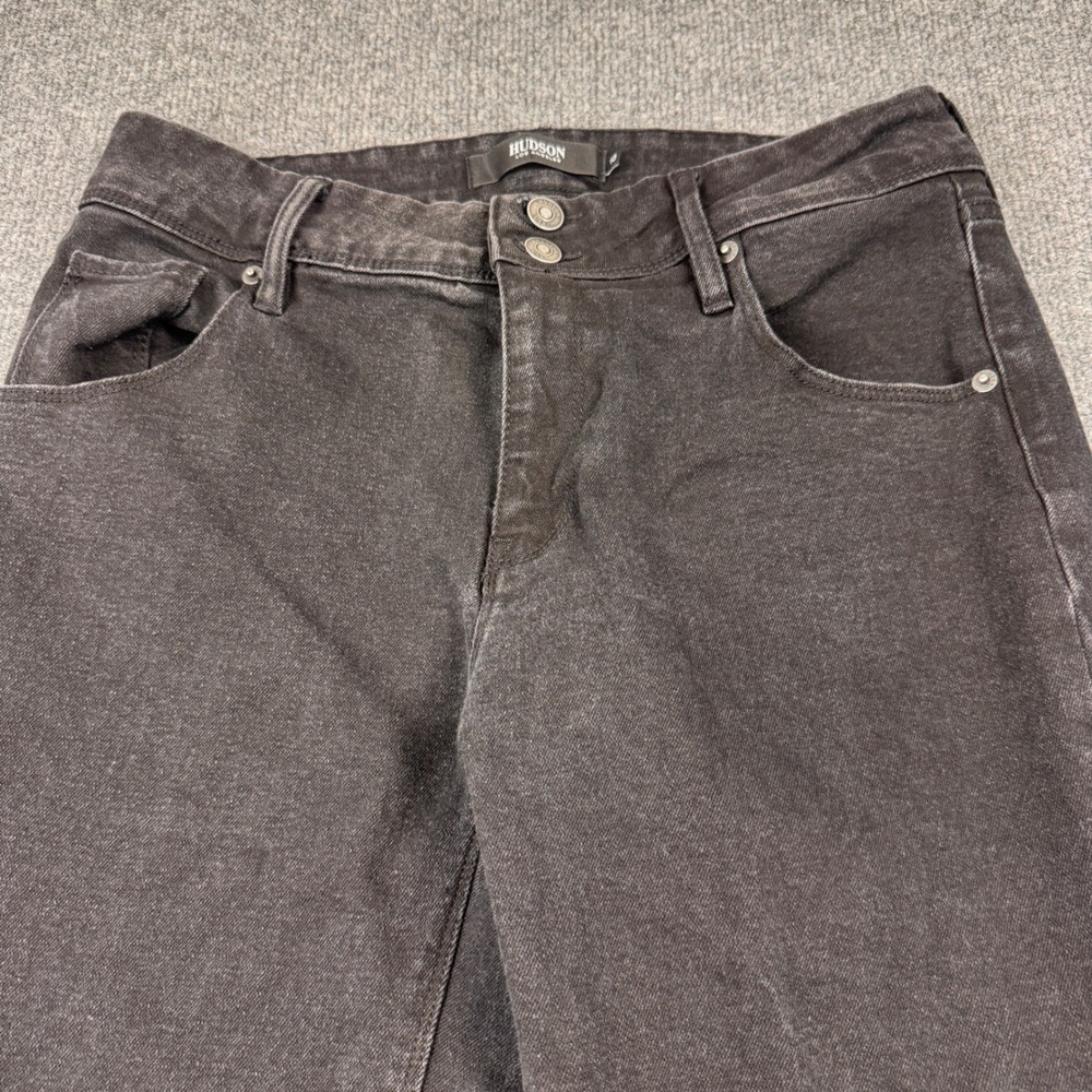 Hudson Straight Leg Jeans Womens 10 Black Excellent Flap Pocket Stretch